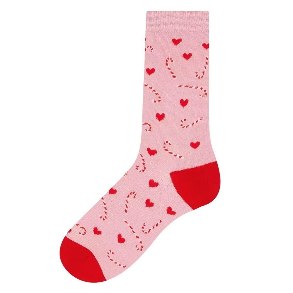 Loungeable Christmas Candy Cane Socks in Pink/Red, Size OS​​​​​